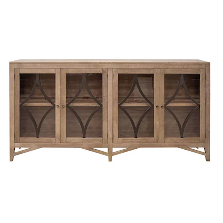 Modern Farmhouse 4-Door Accent Cabinet with Fixed Shelf