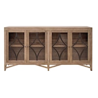 Modern Farmhouse 4-Door Accent Cabinet with Fixed Shelf