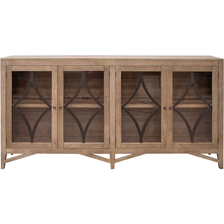 Modern Farmhouse 4-Door Accent Cabinet with Fixed Shelf