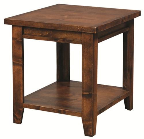 Rustic Rectangular End Table with Shelf
