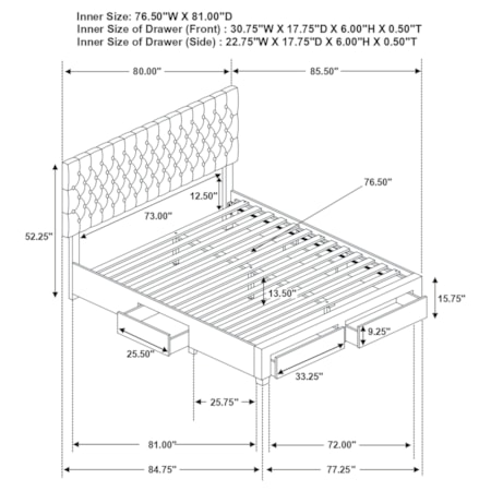 King Storage Panel Bed