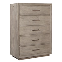 Contemporary 5-Drawer Chest with Pull-out Valet Rods