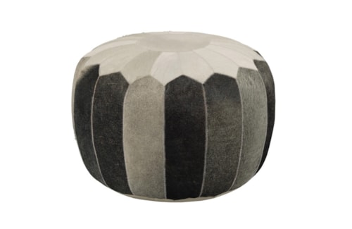 Rustic Hair On Hide Round Pouf