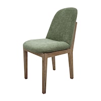 Rustic Upholstered Dining Chair in Olive Fabric