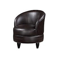 Transitional Leather Accent Chair in Brown