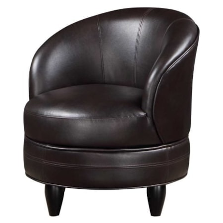 SONA BROWN PU SWIVEL ACCENT CHAIR | .