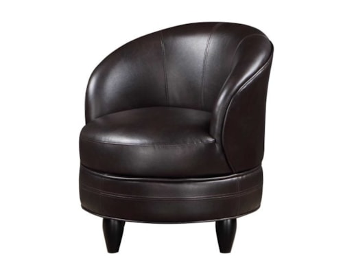Transitional Leather Accent Chair in Brown
