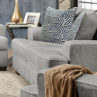 Contemporary Gray Loveseat with Loose Back Pillows