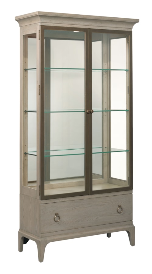 Transitional 3-Shelf Display Cabinet with Drawer