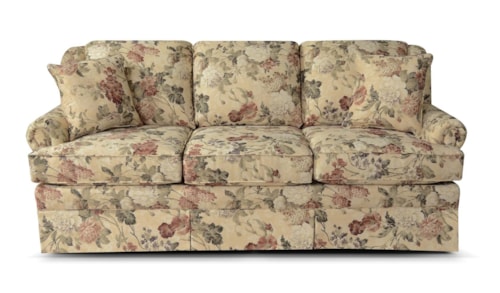 Traditional Skirted Sofa with Rolled Arms