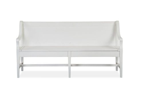 Traditional Wood Dining Bench with Back and Hidden Storage