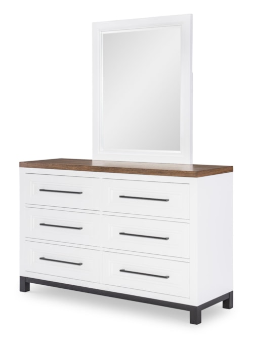 Contemporary 6-Drawer Dresser and Mirror Set