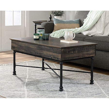 Industrial Lift-Top Coffee Table with Storage