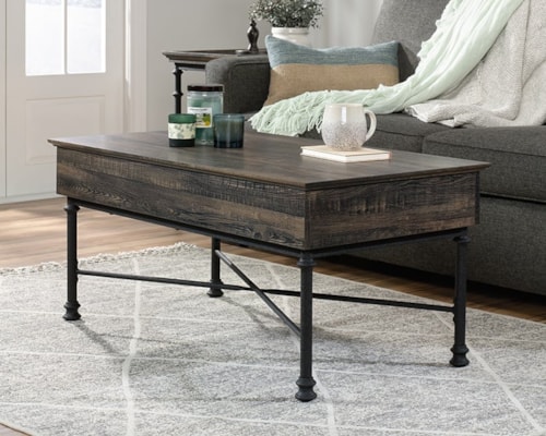 Industrial Lift-Top Coffee Table with Storage
