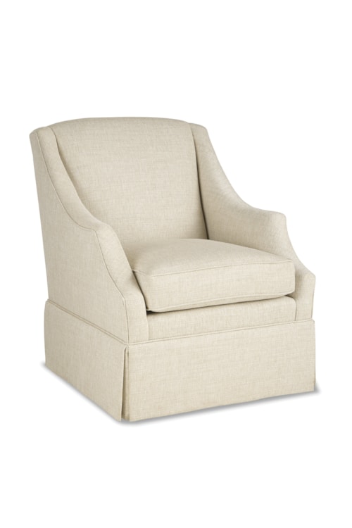 Transitional Swivel Glider Chair with Scoop Arms and Skirted Base