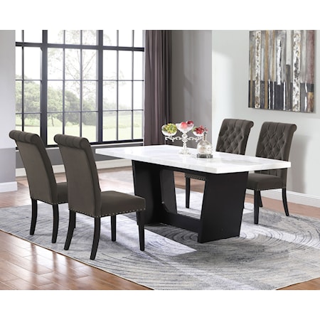 Sherry 5-piece Marble Top Dining Table Set