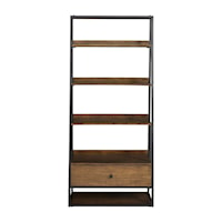 Transitional 5-Shelf Bookcase with Drawer