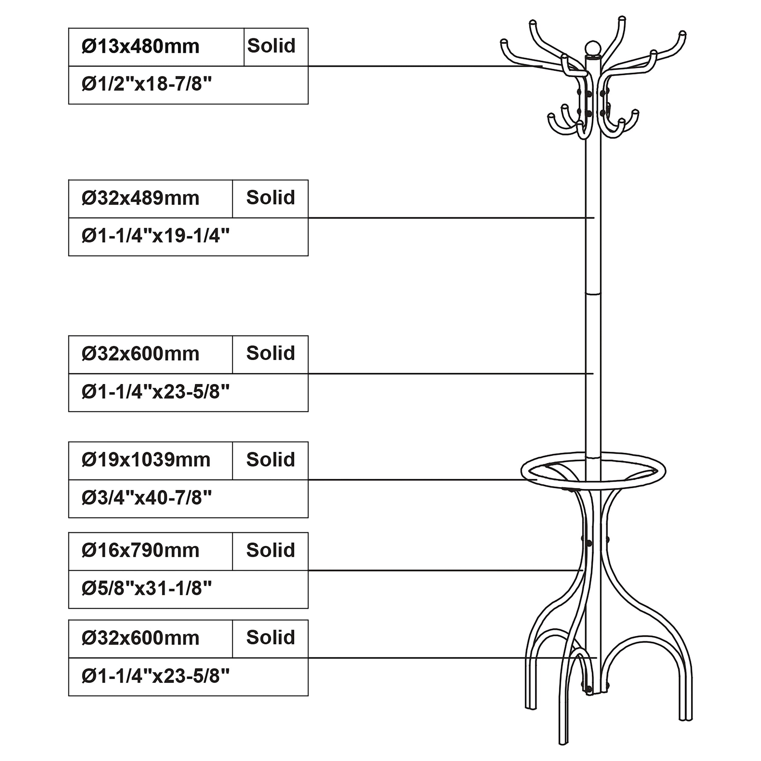 12 Hook Freestanding Coat Rack Hat Hanger