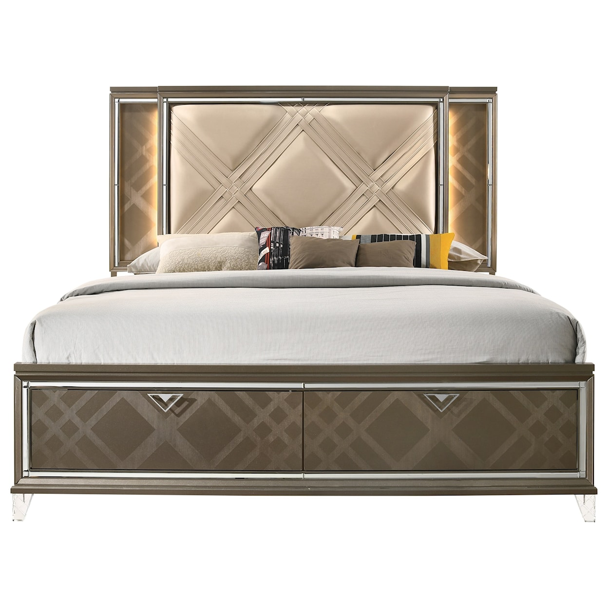 Acme Furniture Skylar King Bed (Storage & LED)