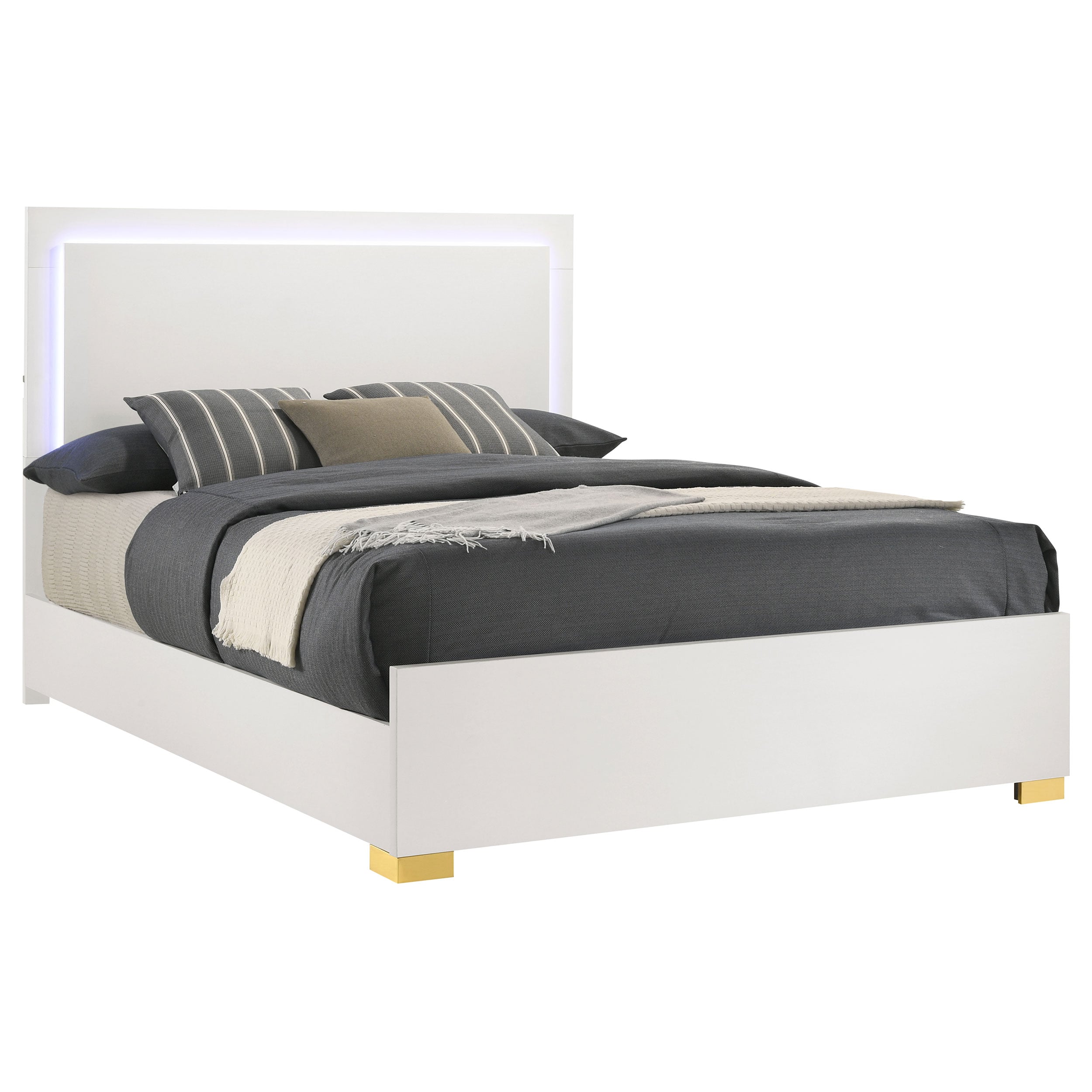 Marceline Wood Full LED Panel Bed
