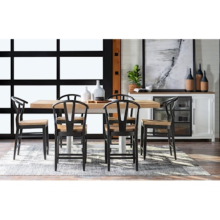 Modern Farmhouse Counter-Height Dining Side Chair with Wood Seat