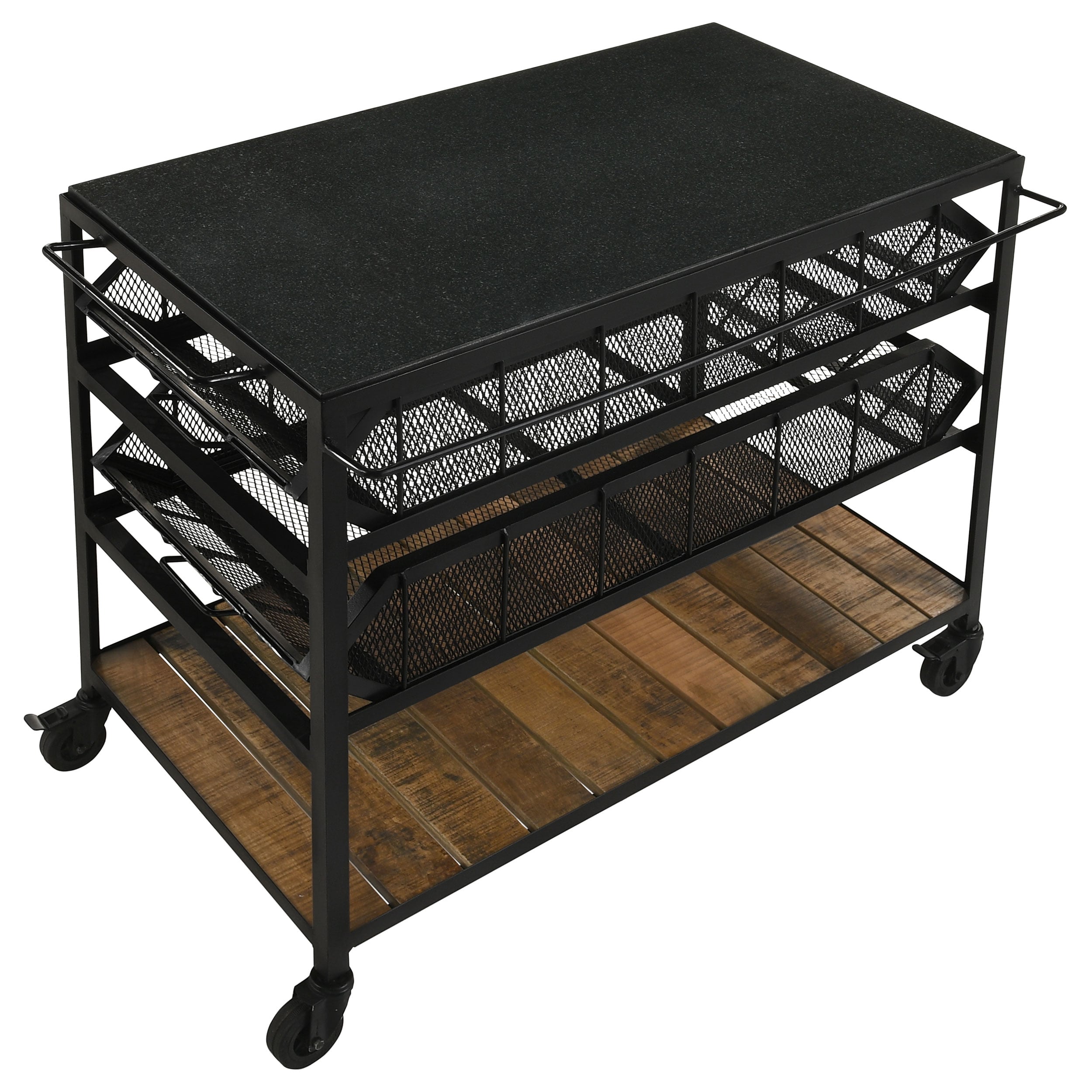 Marble Top Kitchen Cart w/ Removable Shelves