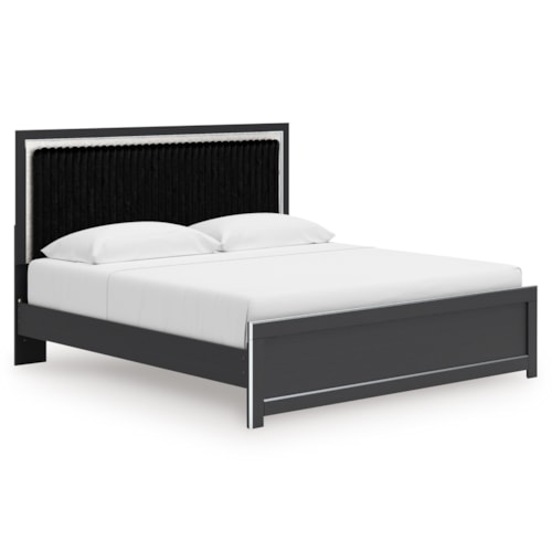 King Upholstered Panel Platform Bed
