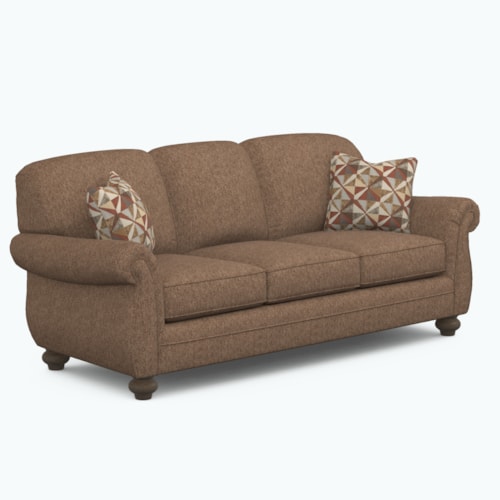 Transitional Stationary Sofa with Bun Feet