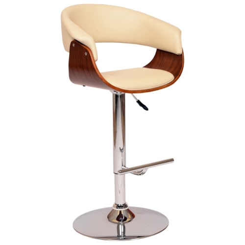 Mid Century Modern Faux Leather Adjustable Height Swivel Bar Stool
