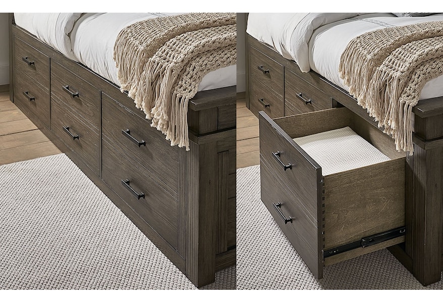 A-A Glacier Point Transitional Queen Captain Bed with 9 Drawers, Walker's  Furniture