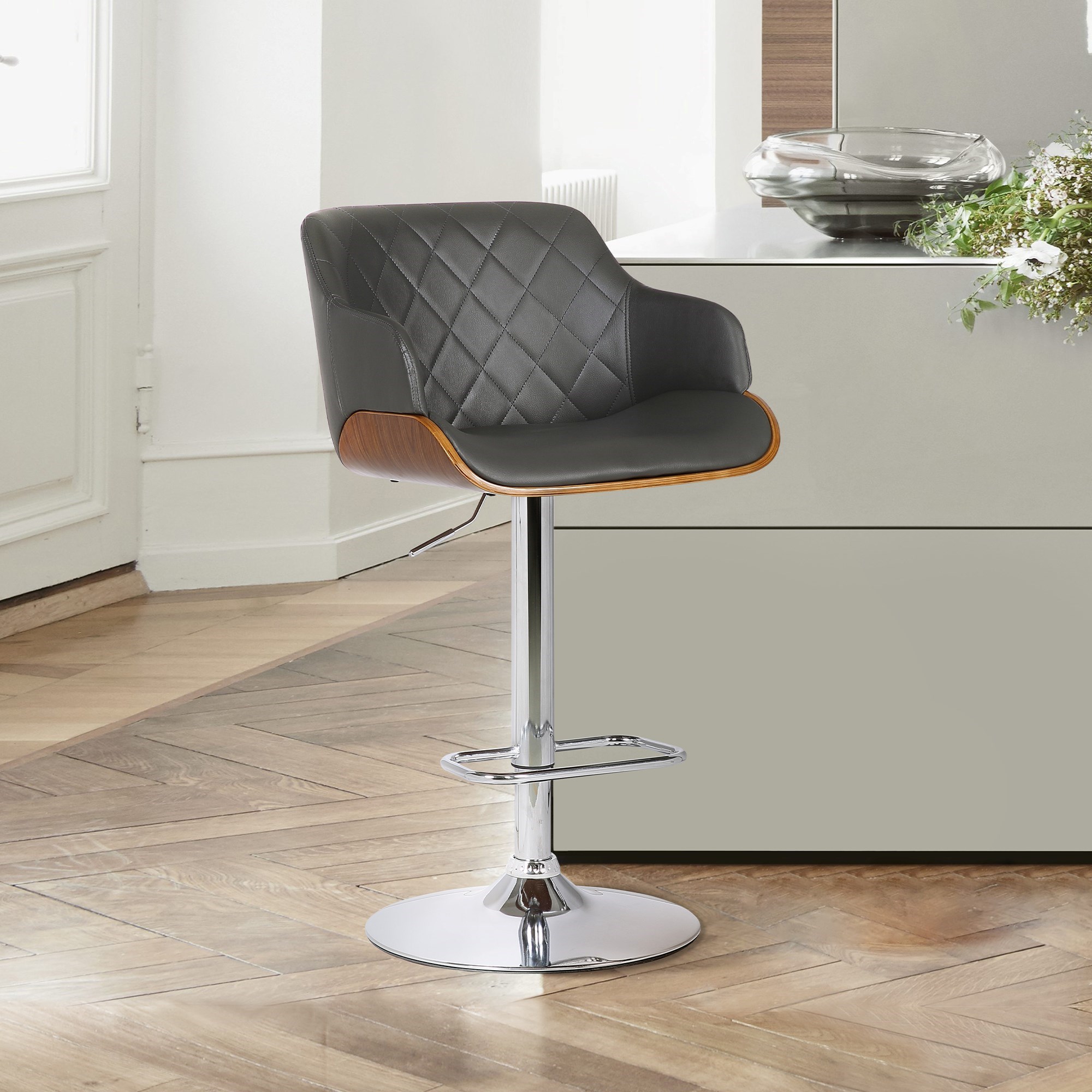 Armen Living Toby Upholstered Adjustable Bar Stool