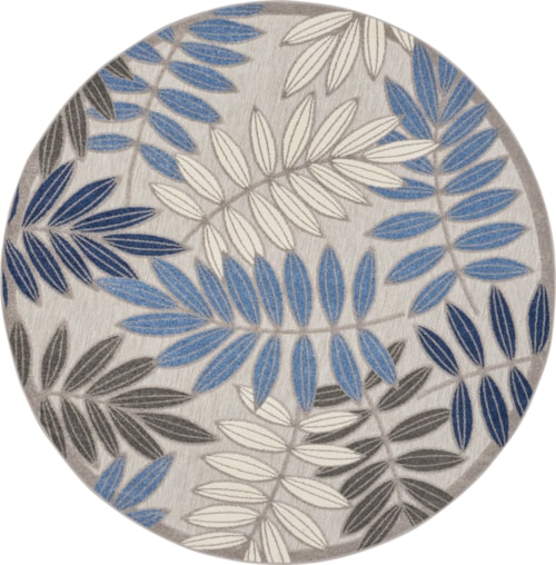 7'10"  Grey/Blue Round Rug