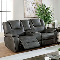 Casual Power Console Loveseat with USB Port and Cup Holders