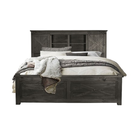 King Storage Bed with Footboard Drawers