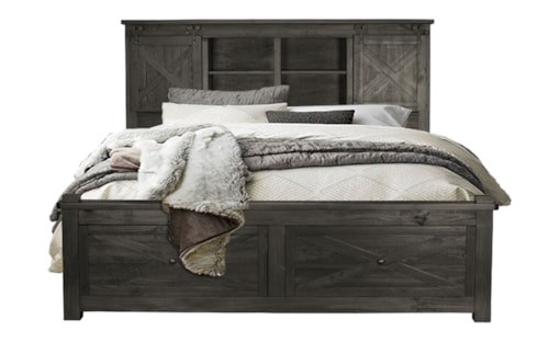 Fennel King Bookcase Bed with Footboard Storage