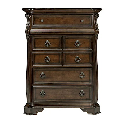 Traditional 6-Drawer Chest with Burnished Brass Hardware