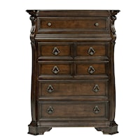 Traditional 6-Drawer Chest with Burnished Brass Hardware