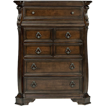Traditional 6-Drawer Chest with Burnished Brass Hardware