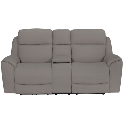 Casual Power Reclining Console Loveseat with Power Headrests and Lumbar Support