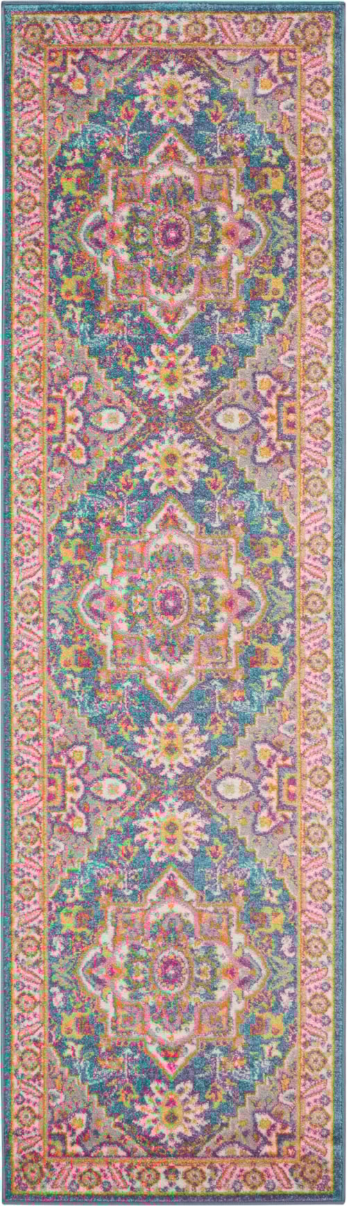 2'2" x 7'6" Teal Multicolor Runner Rug