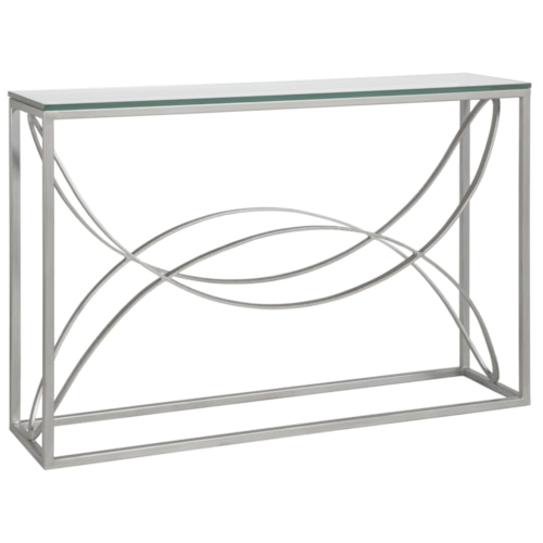 Ellipse Contemporary Console Table with Glass Top