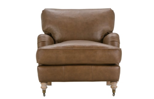 Transitional Leather Chair with Loose Pillow Back