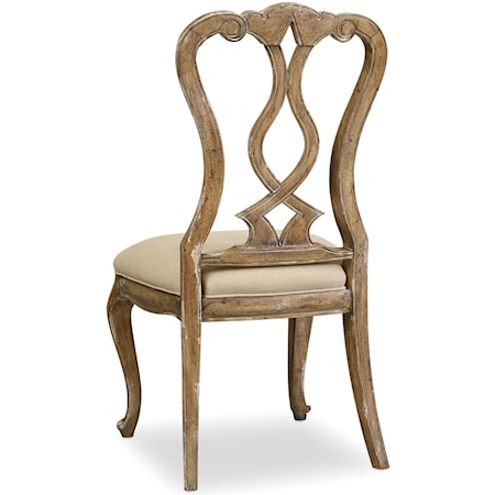 Traditional Splatback Side Chair with Upholstered Seat