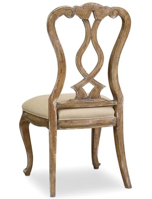 Traditional Splatback Side Chair with Upholstered Seat