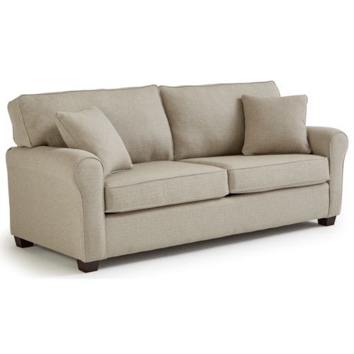 Transitional Queen Memory Foam Sleeper Sofa with Two Pillows