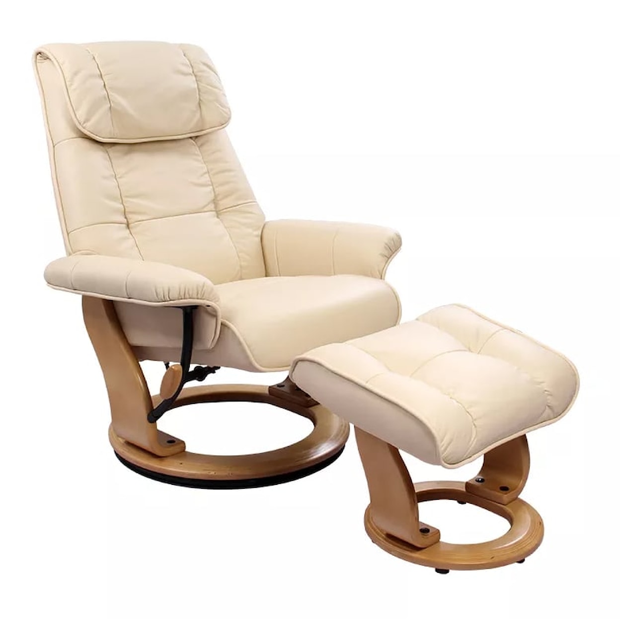 Benchmaster Ventura II Reclining Chair and Ottoman w/ Natural Wood