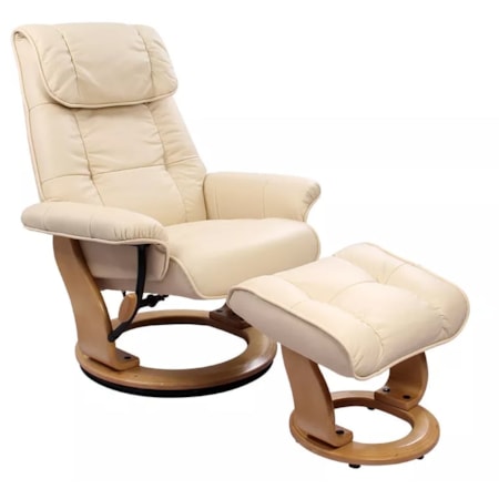 Reclining Chair and Ottoman w/ Natural Wood