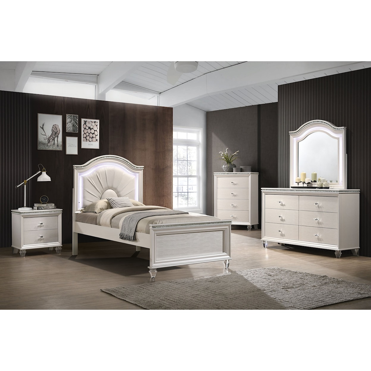 Furniture of America - FOA Allie Full Bed with Upholstered Headboard