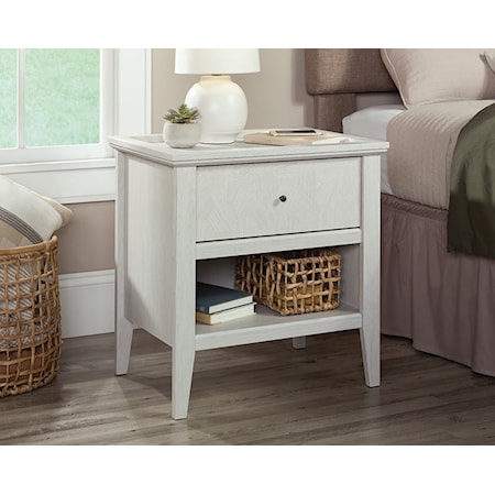 Transitional One-Drawer Nightstand with Open Shelf Storage