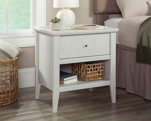 Transitional One-Drawer Nightstand with Open Shelf Storage